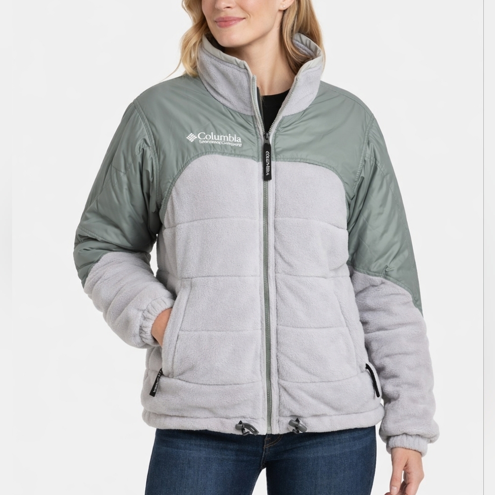 Columbia Reversible Jacket Women’s Small Gray Green  Puffer Lightweight Coat